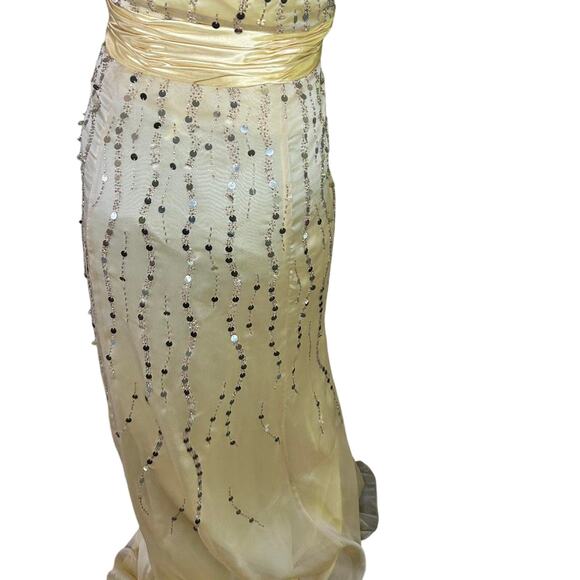 formal y2k size 6 Gold sequin halter neck dress - Picture 5 of 5